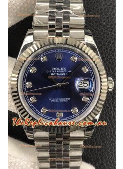Rolex Datejust 36MM ETA-3135 Movement Swiss Replica in 904L Steel in Blue Dial 