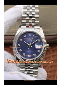Rolex Datejust 36MM ETA-3135 Movement Swiss Replica in 904L Steel in Blue Dial 