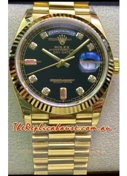 Rolex Day Date 128238 Presidential 18K Yellow Gold Watch 36MM - Black Dial 1:1 Mirror Quality Watch