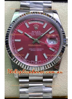 Rolex Day Date Presidential 904L Steel 36MM - Maroon Dial 1:1 Mirror Quality Watch