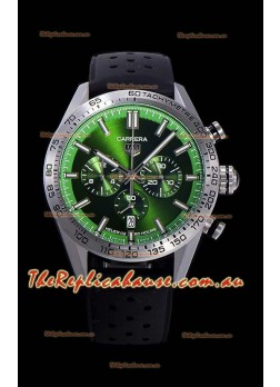 Tag Heuer Carrera Swiss Quartz Movement Replica Watch in Green Dial - Black Rubber Strap