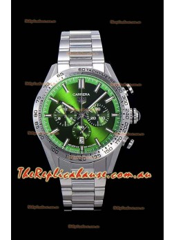 Tag Heuer Carrera Swiss Quartz Movement Replica Watch in Green Dial - Stainless Steel Strap
