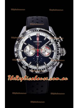 Tag Heuer Carrera Swiss Quartz Movement Replica Watch in Black Dial - Black Rubber Strap
