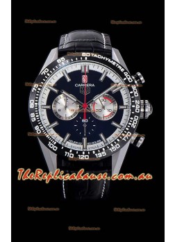 Tag Heuer Carrera Swiss Quartz Movement Replica Watch in Black Dial - Black Leather Strap