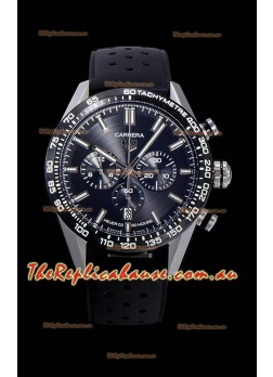 Tag Heuer Carrera Swiss Quartz Movement Replica Watch in Black Dial - Black Rubber Strap