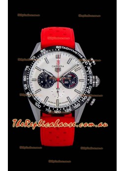 Tag Heuer Carrera Swiss Quartz Movement Replica Watch in White Dial - Red Rubber Strap