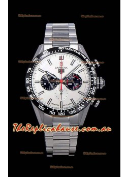 Tag Heuer Carrera Swiss Quartz Movement Replica Watch in White Dial - Stainless Steel Strap