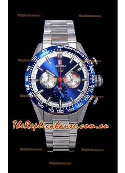 Tag Heuer Carrera Swiss Quartz Movement Replica Watch in Blue Dial - Stainless Steel Strap