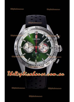 Tag Heuer Carrera Swiss Quartz Movement Replica Watch in Green Dial - Black Rubber Strap