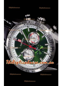 Tag Heuer Carrera Swiss Quartz Movement Replica Watch in Green Dial - Black Leather Strap