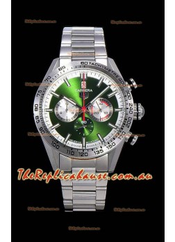 Tag Heuer Carrera Swiss Quartz Movement Replica Watch in Green Dial - Stainless Steel Strap