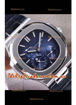 Patek Philippe Nautilus 5712/1A 1:1 Quality Swiss Replica Watch in Blue Dial Leather Strap
