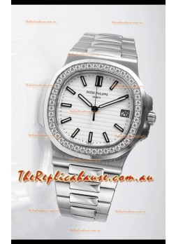 Patek Philippe Nautilus 5711 Swiss Replica Watch - 1:1 Mirror Quality with Diamonds Bezel
