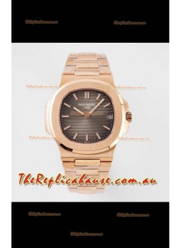 Patek Philippe Nautilus 5711/1R-001 1:1 Mirror Replica in 904L Steel Rose Gold Brown Dial