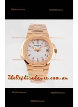 Patek Philippe Nautilus 5711/1R-001 1:1 Mirror Replica in 904L Steel Rose Gold White Dial