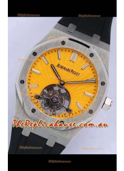 Audemars Piguet Royal Oak Tourbillon 41mm Yellow Dial in 904L Steel Case Rubber Strap