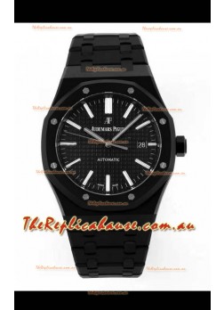 Audemars Piguet Royal Oak PVD Coated Swiss Replica Watch 3120 Swiss Movement - Black Dial 