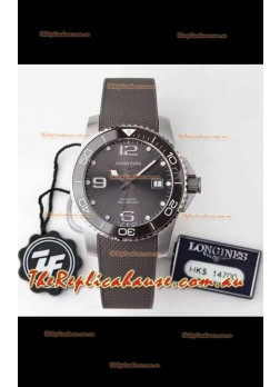 Longines HydroConquest 1:1 Mirror Swiss Replica Watch in Grey Dial Rubber Strap