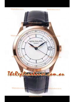 Patek Philippe Calatrava 5296 Sector Dial 1:1 Mirror Swiss Replica Watch Rose Gold Casing