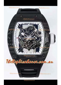 Richard Mille RM055 Forged Carbon Casing 1:1 Mirror Replica Watch in Black Strap 