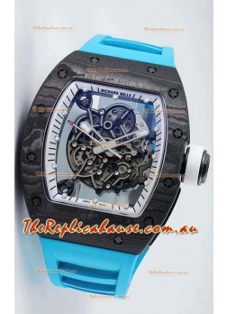 Richard Mille RM055 Forged Carbon Casing 1:1 Mirror Replica Watch in Blue Strap 