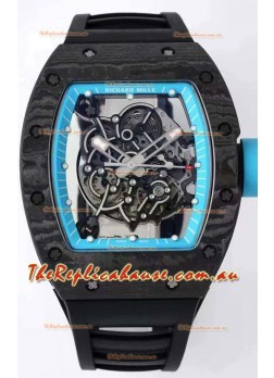 Richard Mille RM055 Forged Carbon Casing 1:1 Mirror Replica Watch in Black Strap 