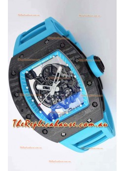 Richard Mille RM055 Forged Carbon Casing 1:1 Mirror Replica Watch in Blue Strap 