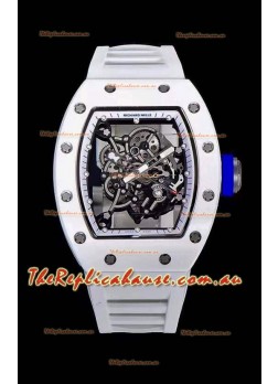 Richard Mille RM055 Ceramic Casing 1:1 Mirror Replica Watch in White Strap 