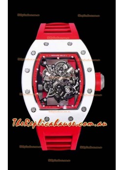 Richard Mille RM055 Ceramic Casing 1:1 Mirror Replica Watch in Red Strap 