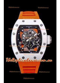 Richard Mille RM055 Ceramic Casing 1:1 Mirror Replica Watch in Orange Strap 
