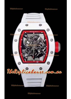 Richard Mille RM055 Ceramic Casing 1:1 Mirror Replica Watch in White Strap 