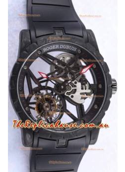 Roger Dubuis Excalibur Spider Flying Tourbillon Skeleton Carbon Casing 1:1 Mirror Swiss Watch