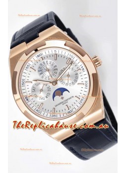 Vacheron Constantin Overseas Perpetual Calendar Ultra-Thin Steel Dial Rose Gold Casing Replica