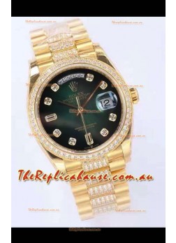 Rolex Day Date Presidential 18K Yellow Gold Watch 36MM - Green Dial 1:1 Mirror Quality Watch