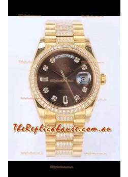 Rolex Day Date Presidential 18K Yellow Gold Watch 36MM - Brown Dial 1:1 Mirror Quality Watch