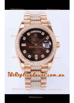 Rolex Day Date Presidential Rose Gold Watch 36MM - Brown Dial 1:1 Mirror Quality Watch