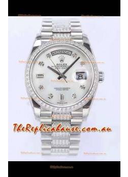 Rolex Day Date Presidential 904L Steel 36MM - White Pearl Dial 1:1 Mirror Quality Watch