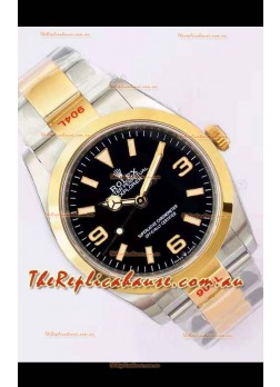 Rolex Explorer I Black Dial - Yellow Gold on Steel in 3235 Swiss Automatic Movement