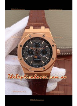 Audemars Piguet Royal Oak Perpetual Calendar Swiss Replica Rose Gold Casing Watch in Grey Dial
