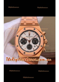 Audemars Piguet Royal Oak Chronograph White Dial Rose Gold on 904L Steel - 1:1 Mirror Replica
