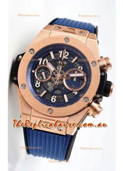 Hublot Big Bang Unico Rose Gold Blue 1:1 Mirror Edition Swiss Replica Watch