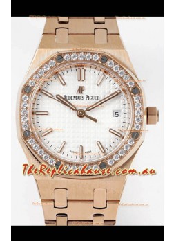 Audemars Piguet Royal Oak Swiss Automatic 34MM Swiss Watch in Rose Gold Casing - 1:1 Mirror Replica Edition