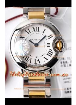Ballon De Cartier Swiss Quartz 1:1 Mirror Quality 28MM in 2 Tone Casing White Dial 