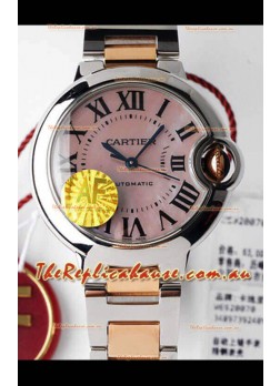 Ballon De Cartier Swiss Automatic 1:1 Mirror Quality 33MM in 2 Tone Rose Gold Casing Pink Dial 
