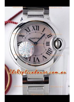 Ballon De Cartier Swiss Quartz 1:1 Mirror Quality 28MM in Steel Casing White Pearl Dial 