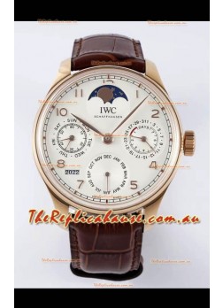 IWC Portuguese Perpetual Calendar Rose Gold Swiss Replica Watch REF. IW503302