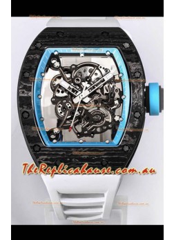 Richard Mille RM055 Black Carbon Casing 1:1 Mirror Replica Watch in White Strap