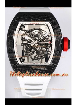 Richard Mille RM055 Black Carbon Casing 1:1 Mirror Replica Watch in White Strap