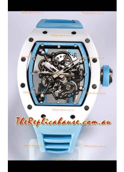 Richard Mille RM055 White Ceramic Casing 1:1 Mirror Replica Watch in Blue Strap