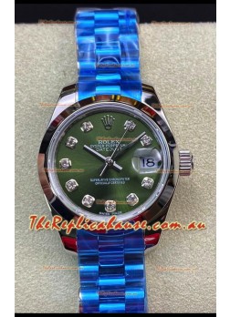 Rolex Datejust Ladies 28MM Cal.3135 Movement Swiss Replica in Green Dial - 904L Steel Casing
